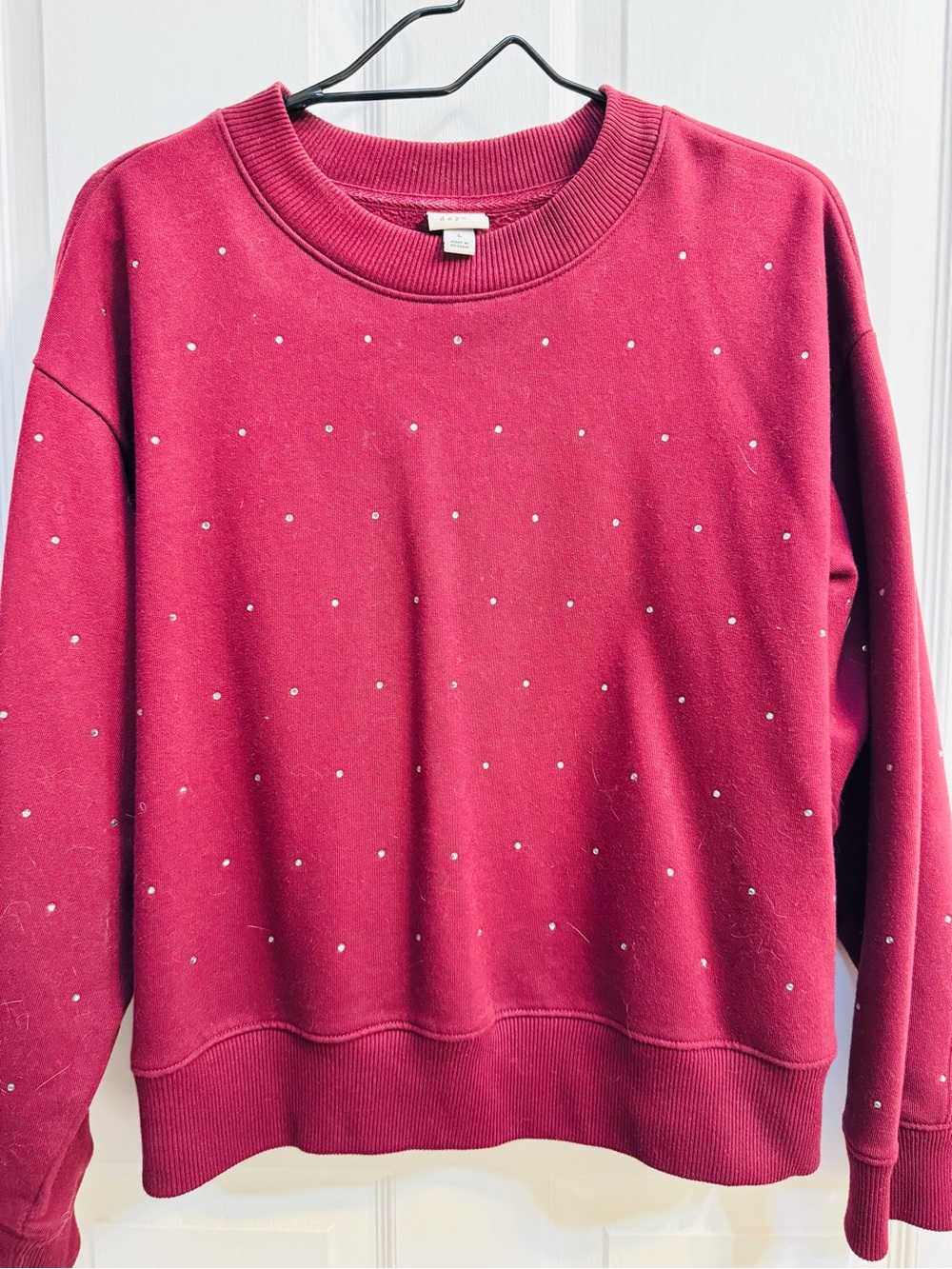 A New Day Women’s Embellished Crewneck Sweater - Burgundy